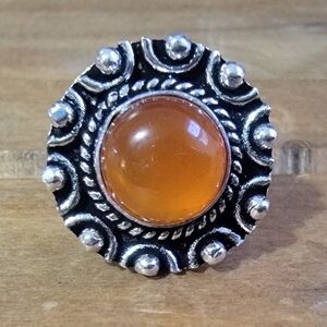 Native Carnelian Agate Gemstone Ring Size 6 Silver Jewelry 925 Women Boh…